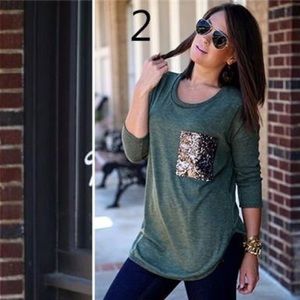 Sequin pocket shirt (green)